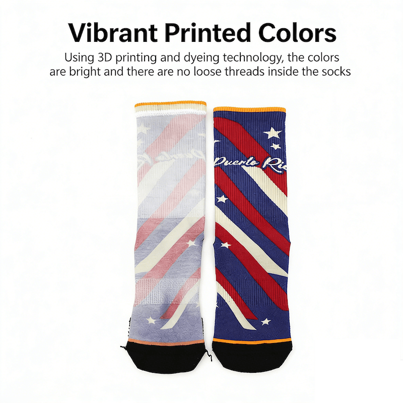 Premium Merino Wool Performance Bike Socks - Digital Printed, Thermal & Odor-Resistant Crew Socks for Outdoor Fitness