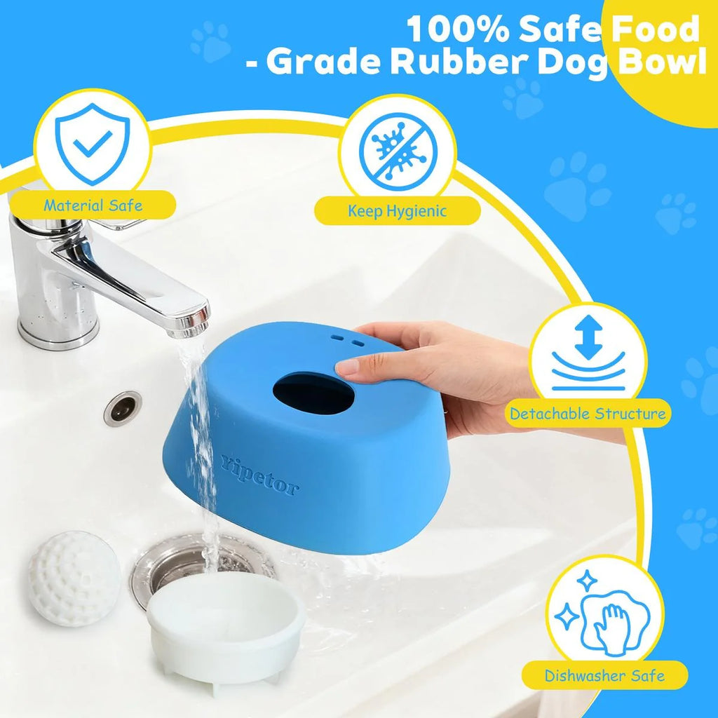 Slow Feeder Dog Bowls for Liquid Treat, [Built-in Rolling Ball] No Spill Bone Broth Dog Licking Bowl, Multi-Purpose Puppy Yogurt Feeder Bowl for All Breeds Dietary Supplement/Post-op Nutrition Feeding