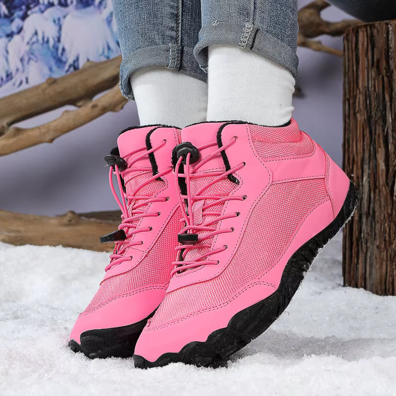 Ladies' High-Top Casual Snow Boots Waterproof Autumn Winter Ankle Shoes Breathable Mesh Fur Rubber/PU High-Temperature Cotton