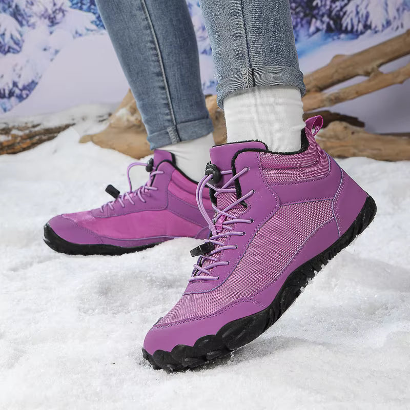 Ladies' High-Top Casual Snow Boots Waterproof Autumn Winter Ankle Shoes Breathable Mesh Fur Rubber/PU High-Temperature Cotton
