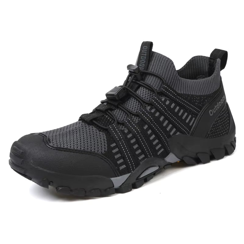 Men's Women's Breathable Mesh Upper Outdoor Hiking Ankle Boots Rubber Midsole Vibram Thick-Sole Closed Toe Camping