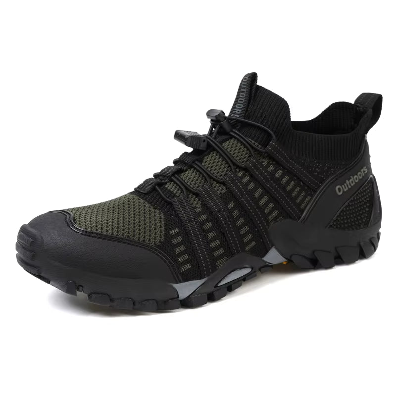 Men's Women's Breathable Mesh Upper Outdoor Hiking Ankle Boots Rubber Midsole Vibram Thick-Sole Closed Toe Camping