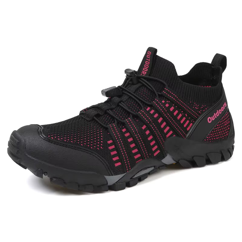 Men's Women's Breathable Mesh Upper Outdoor Hiking Ankle Boots Rubber Midsole Vibram Thick-Sole Closed Toe Camping