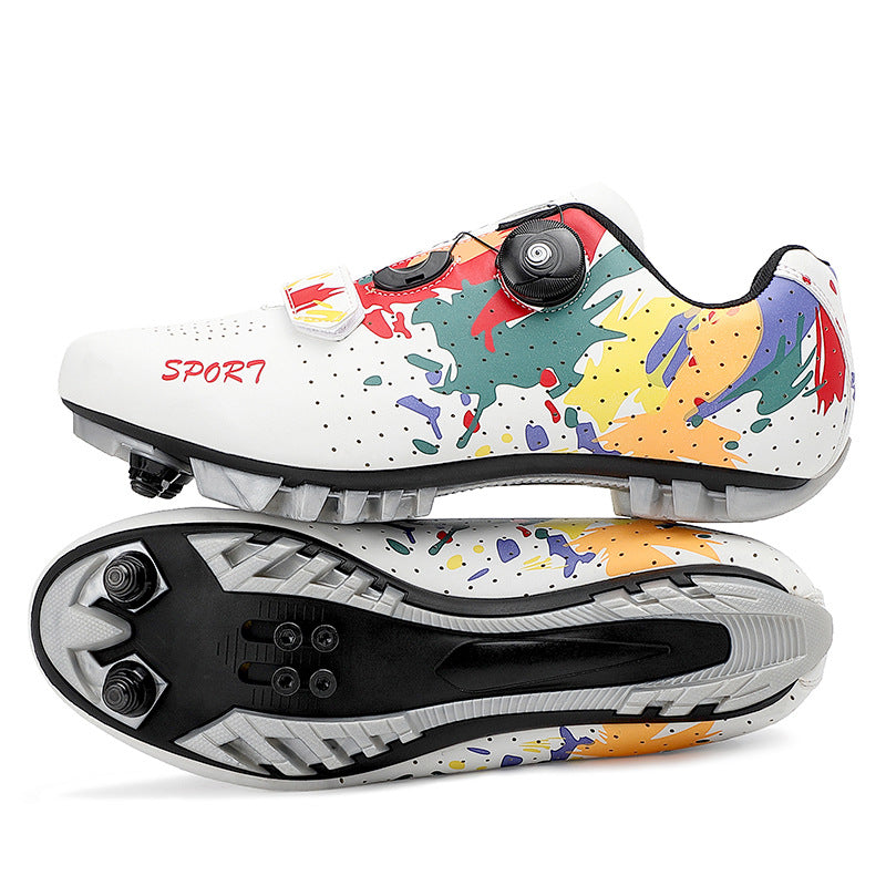 Men's Women's Leisure Bike Shoes Outdoor Spinning Road Riding Mountain Lace-up Rubber Outsole Aluminum Midsole Locked Design