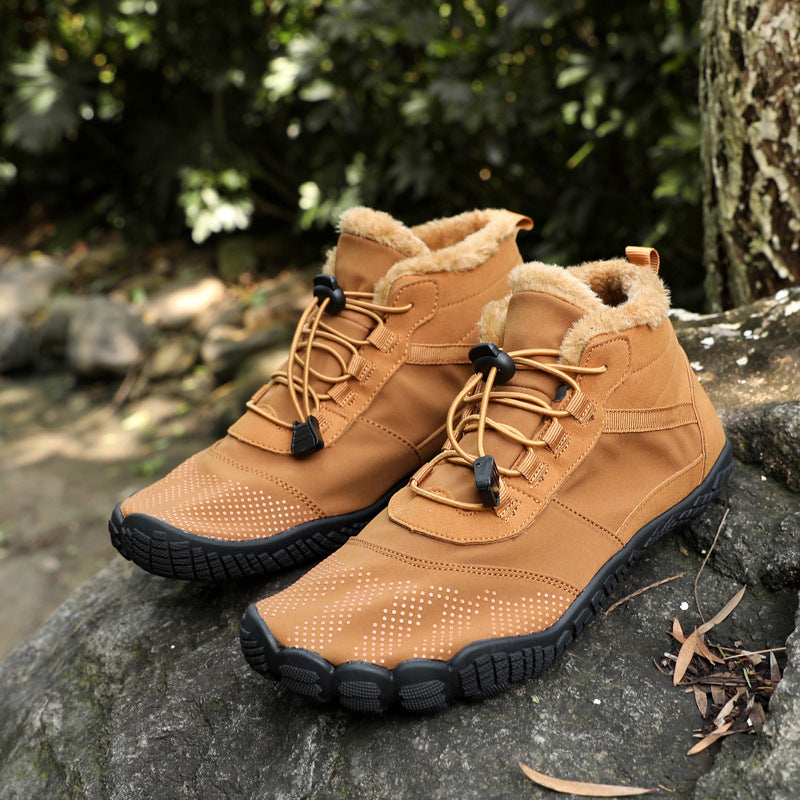 Men's Women's High-Top Velvet Winter Hiking Boots Breathable Cotton Warm Snow Plus Size Shoes Comfortable for Outdoor Activities