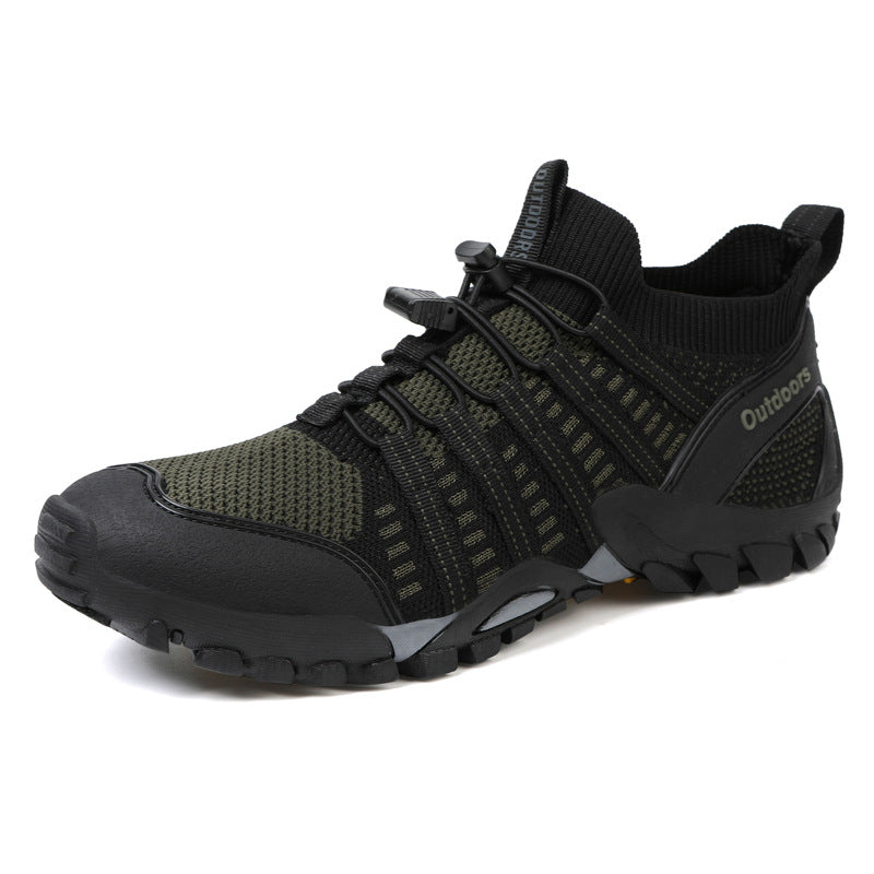 Men's Women's Breathable Mesh Upper Outdoor Hiking Ankle Boots Rubber Midsole Vibram Thick-Sole Closed Toe Camping