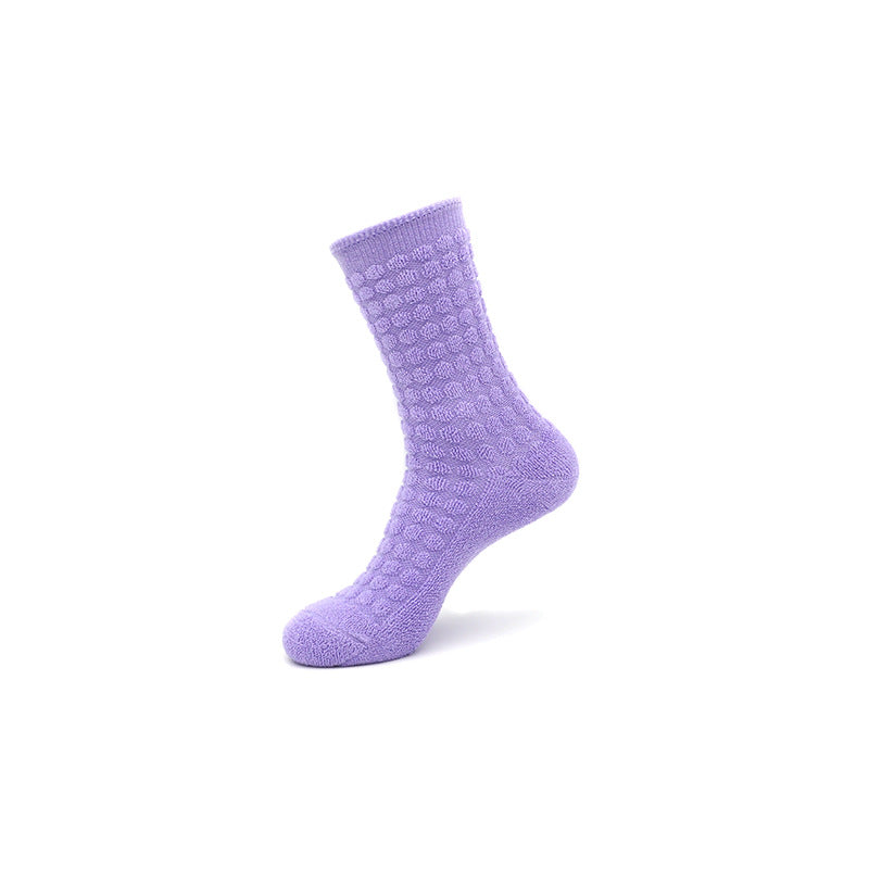 CrazShop fashion women crew socks 3D fuzzy plush patterns thickened comfortable terry winter ins style purple