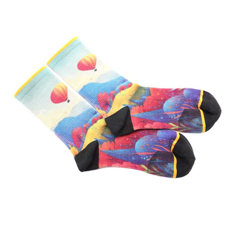 Digital Print Merino Wool Training Socks, Anti-Bacterial Compression Crew Socks, Cushioned Athletic Socks for Running & Cross-Training