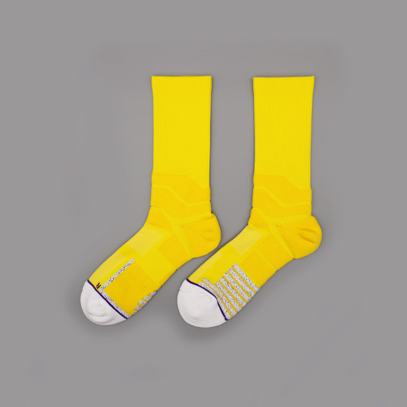 Cushioned Athletic Socks, Breathable Anti-Slip Mid-Hose Road Running Socks, Anti-Odor Performance Socks with Towel Bottom for Spring/Summer