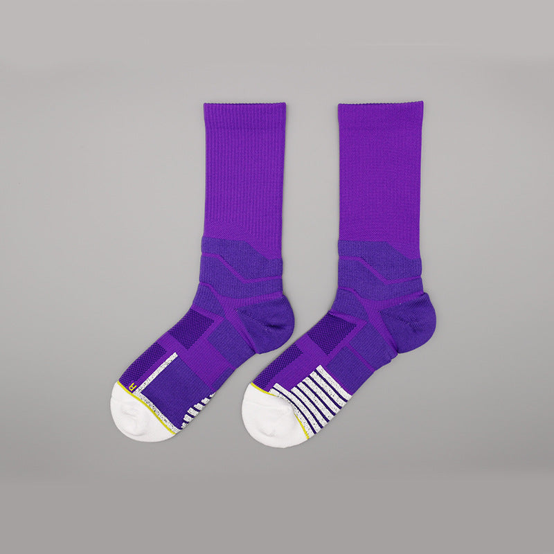 CrazShop cushioned anti-slip running socks breathable mid-hose anti-odor towel bottom performance spring summer
