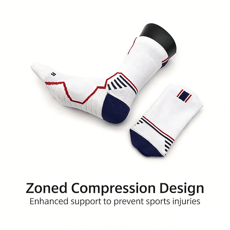 Cushioned Athletic Socks, Breathable Anti-Slip Mid-Hose Road Running Socks, Anti-Odor Performance Socks with Towel Bottom for Spring/Summer