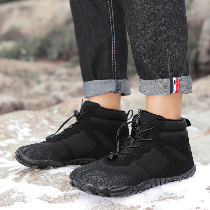 Autumn Winter High-Top Casual Cotton Snow Boots Waterproof Velvet Genuine Leather Lining Faux Fur Warm Breathable Couples