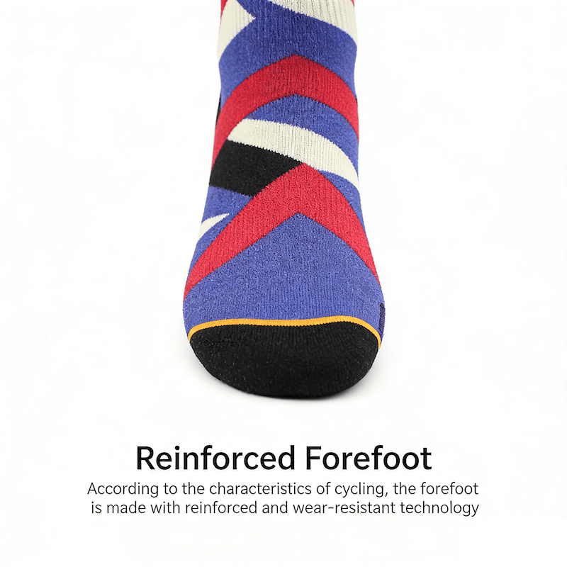 Premium Merino Wool Performance Bike Socks - Digital Printed, Thermal & Odor-Resistant Crew Socks for Outdoor Fitness