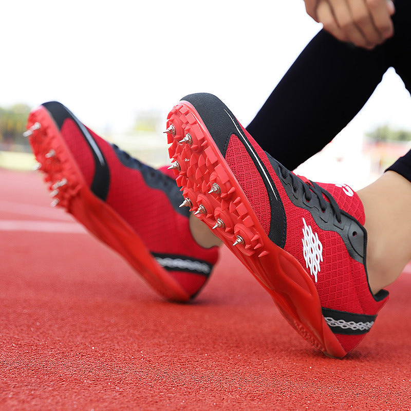 New Style Unisex Track Field Spiked Shoes Sprints Long-Distance Running Soft Mesh Lining Spring/Summer Sports Training Rubber