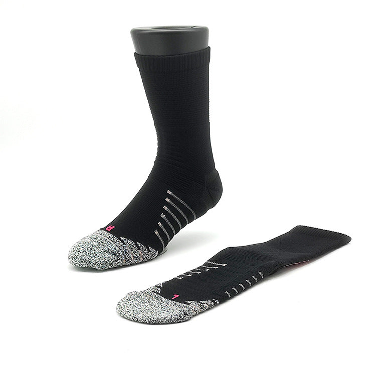 Men's Elite Crew Socks with Embroidered Logo - Cushioned & Breathable Towel Bottom Sports Socks for Basketball & Training