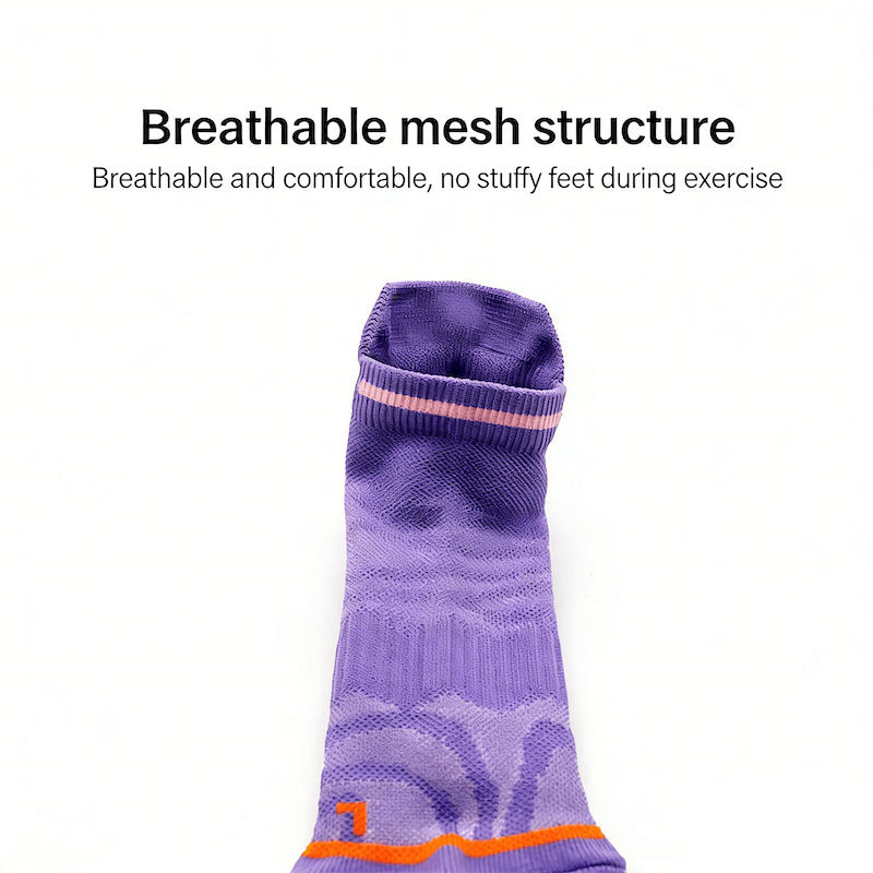 Cushioned Athletic Socks, Breathable Anti-Slip Mid-Hose Road Running Socks with Towel Bottom, Heavyweight Performance Socks for Spring/Summer