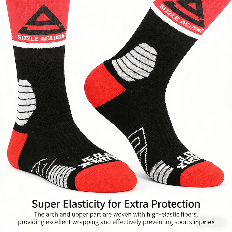 Cushioned 3D Compression Athletic Socks, Breathable Mid-Hose Road Cycling Socks, Anti-Odor Performance Socks for Spring/Summer