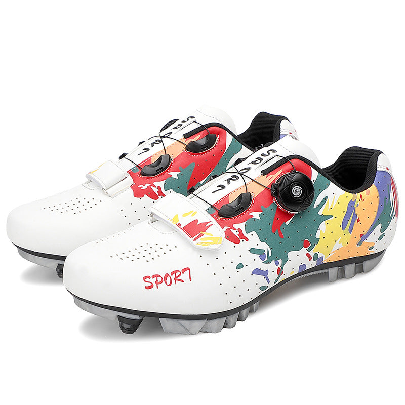 Men's Women's Leisure Bike Shoes Outdoor Spinning Road Riding Mountain Lace-up Rubber Outsole Aluminum Midsole Locked Design