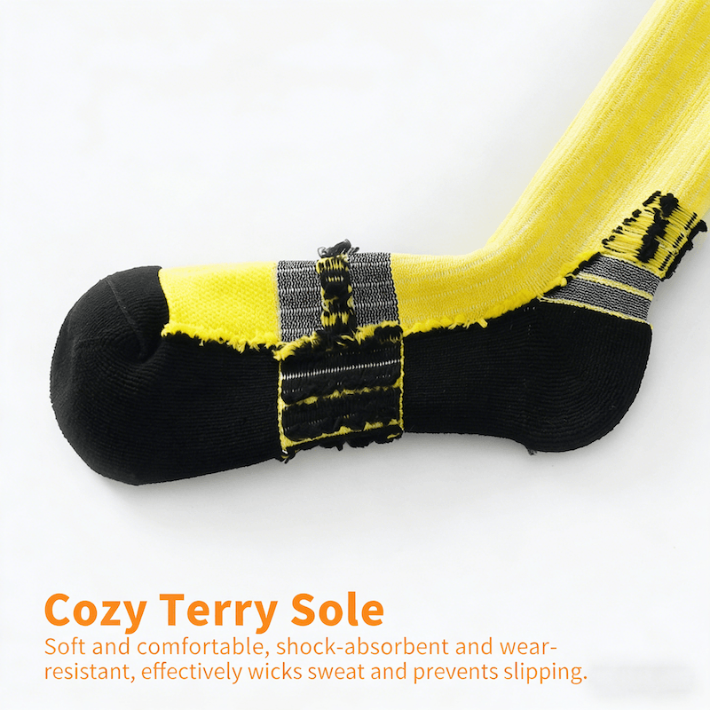 Cushioned Long Sports Socks, Breathable Anti-Slip Football Socks, Moisture Wicking Durable Performance Socks for Men Women & Youth