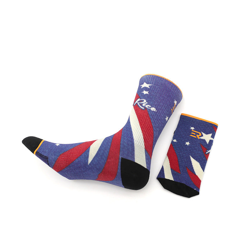 Premium Merino Wool Performance Bike Socks - Digital Printed, Thermal & Odor-Resistant Crew Socks for Outdoor Fitness