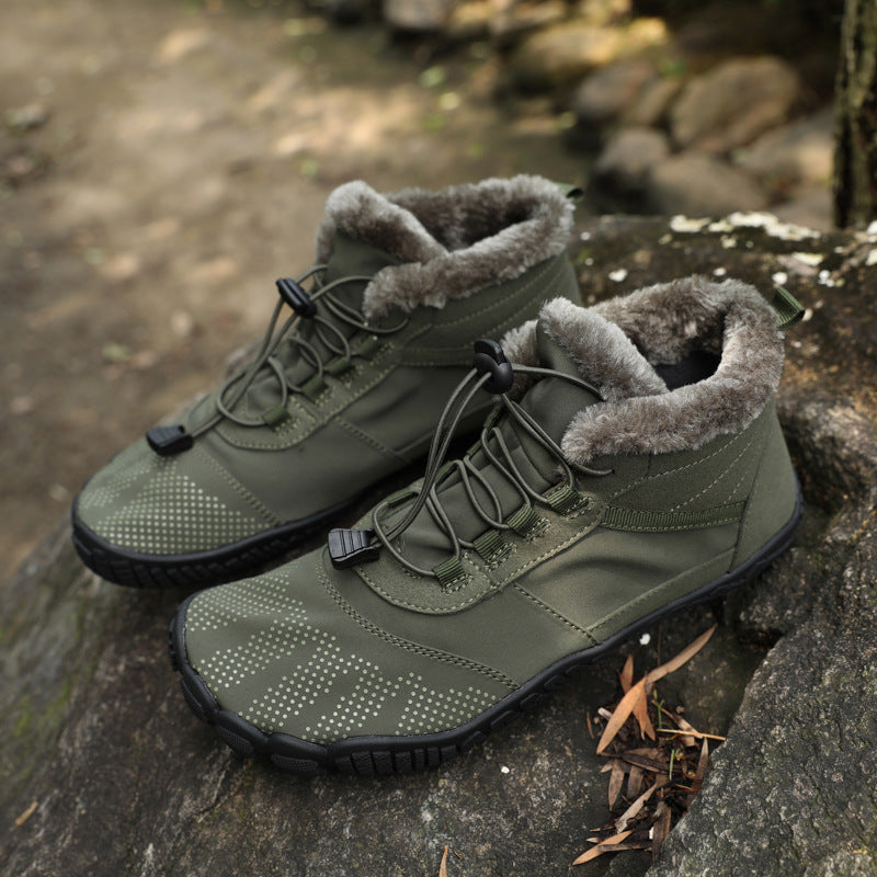 Men's Women's High-Top Velvet Winter Hiking Boots Breathable Cotton Warm Snow Plus Size Shoes Comfortable for Outdoor Activities