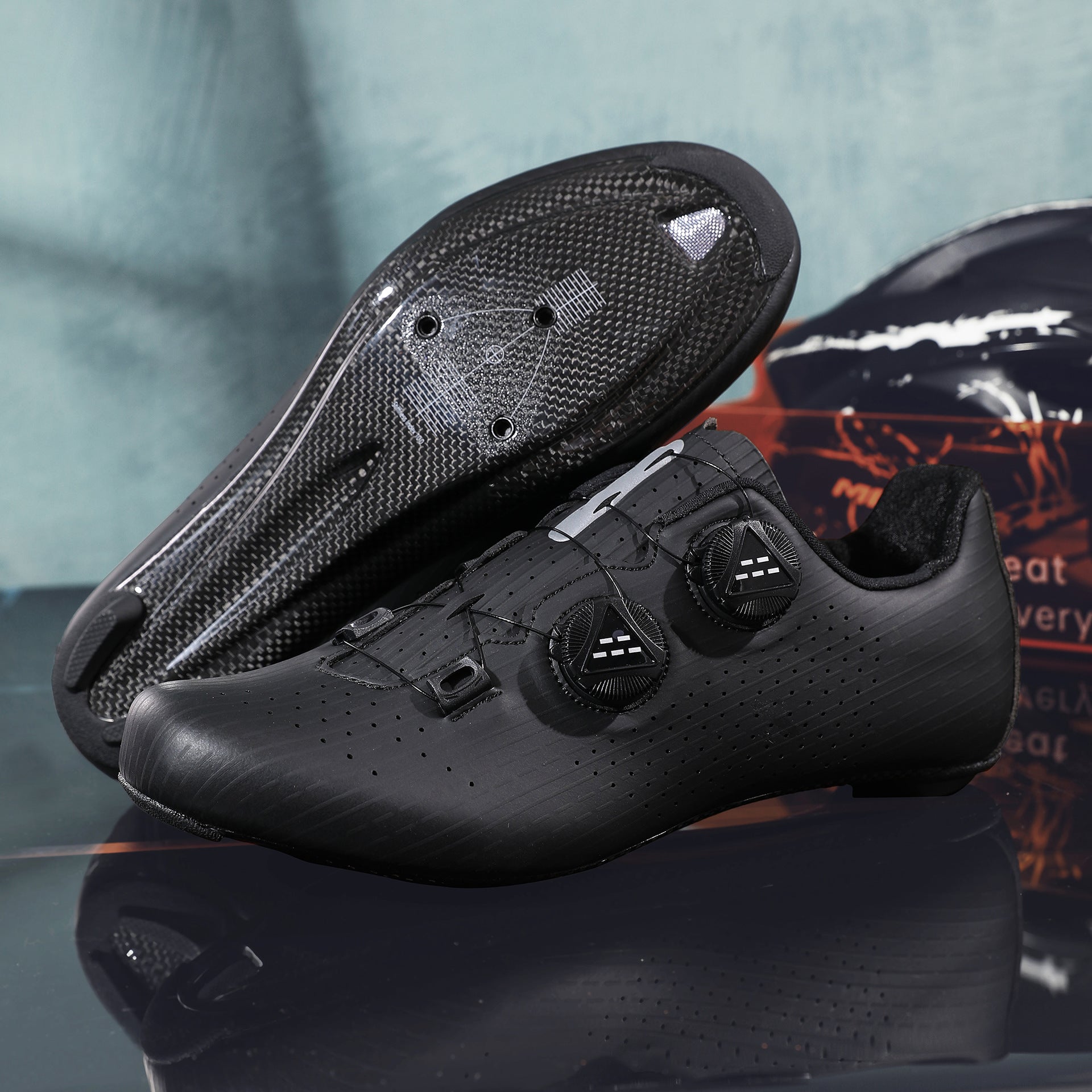 Fashion Breathable Carbon Fiber Road Lock Outdoor Shock-Absorbing Hard-Soled Dynamic Cycling Shoes for Sportwear Customization