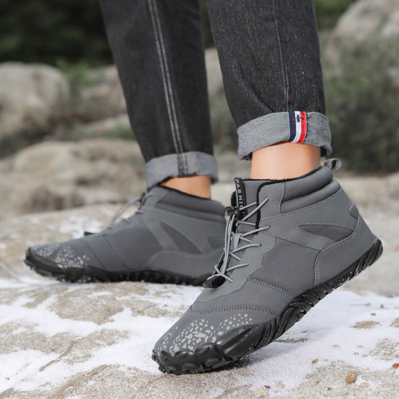 Autumn Winter High-Top Casual Cotton Snow Boots Waterproof Velvet Genuine Leather Lining Faux Fur Warm Breathable Couples