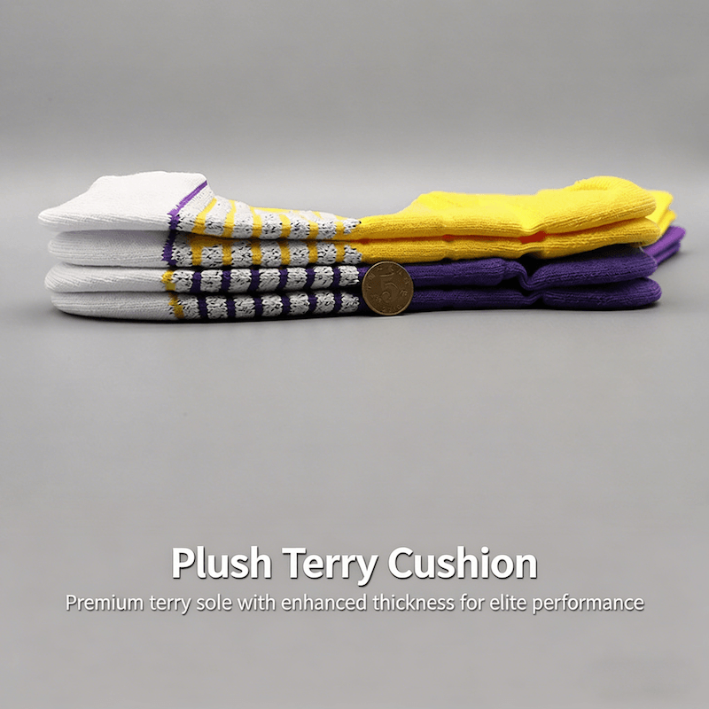 Cushioned Athletic Socks, Breathable Anti-Slip Mid-Hose Road Running Socks, Anti-Odor Performance Socks with Towel Bottom for Spring/Summer