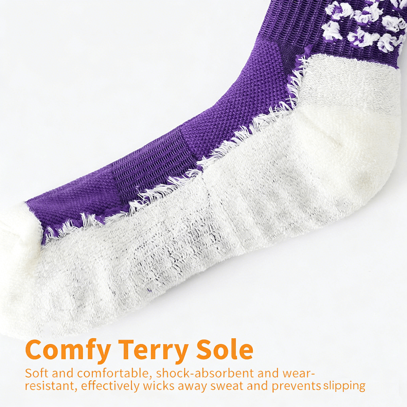 Men's Performance Grip Socks - Anti-Slip Soccer & Training Socks, Cushioned & Breathable Mid-Calf Sports Socks