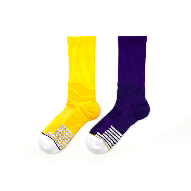 Cushioned Athletic Socks, Breathable Anti-Slip Mid-Hose Road Running Socks, Anti-Odor Performance Socks with Towel Bottom for Spring/Summer