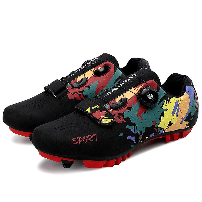 Men's Women's Leisure Bike Shoes Outdoor Spinning Road Riding Mountain Lace-up Rubber Outsole Aluminum Midsole Locked Design