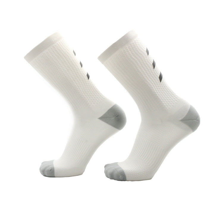 Anti-Slip Reflective Bicycle Socks, Breathable Mid-Hose Road Bike Socks, Cushioned Performance Athletic Socks for Spring/Summer