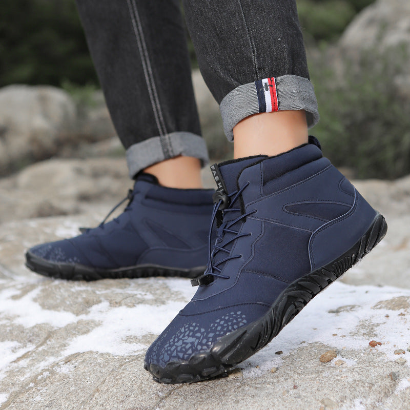 Autumn Winter High-Top Casual Cotton Snow Boots Waterproof Velvet Genuine Leather Lining Faux Fur Warm Breathable Couples