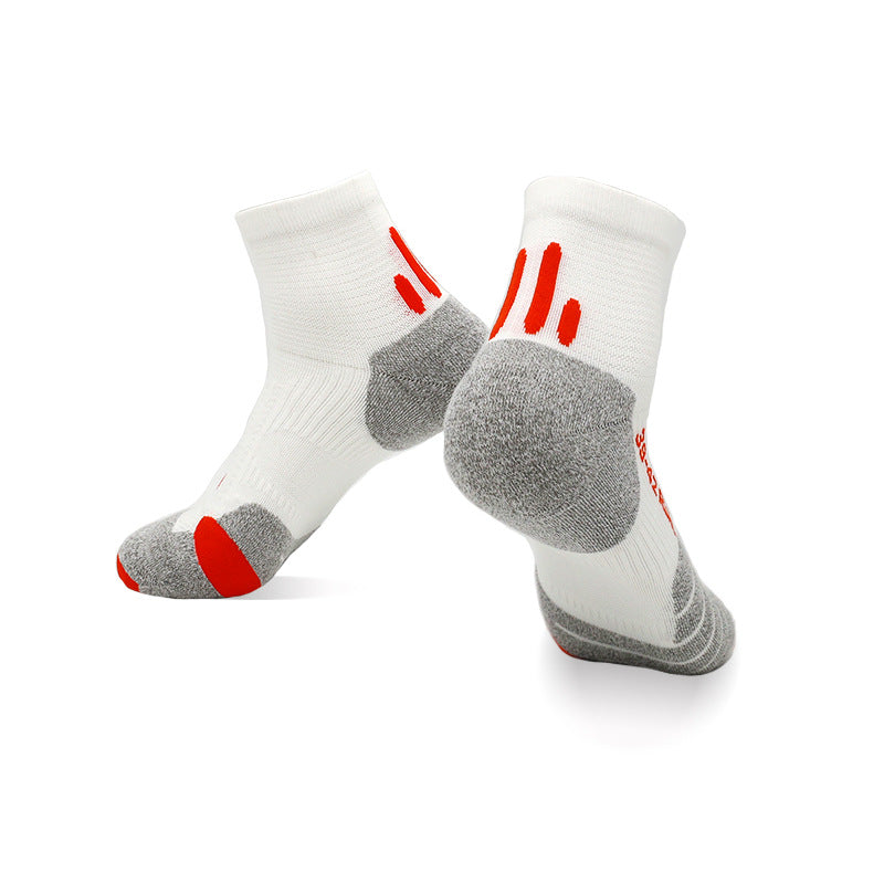 Cushioned Athletic Socks, Breathable Anti-Slip Mid-Hose Road Running Socks with Towel Bottom, Heavyweight Performance Socks for Spring/Summer