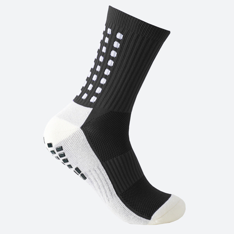 CrazShop men performance grip socks anti-slip soccer training cushioned breathable mid-calf sport
