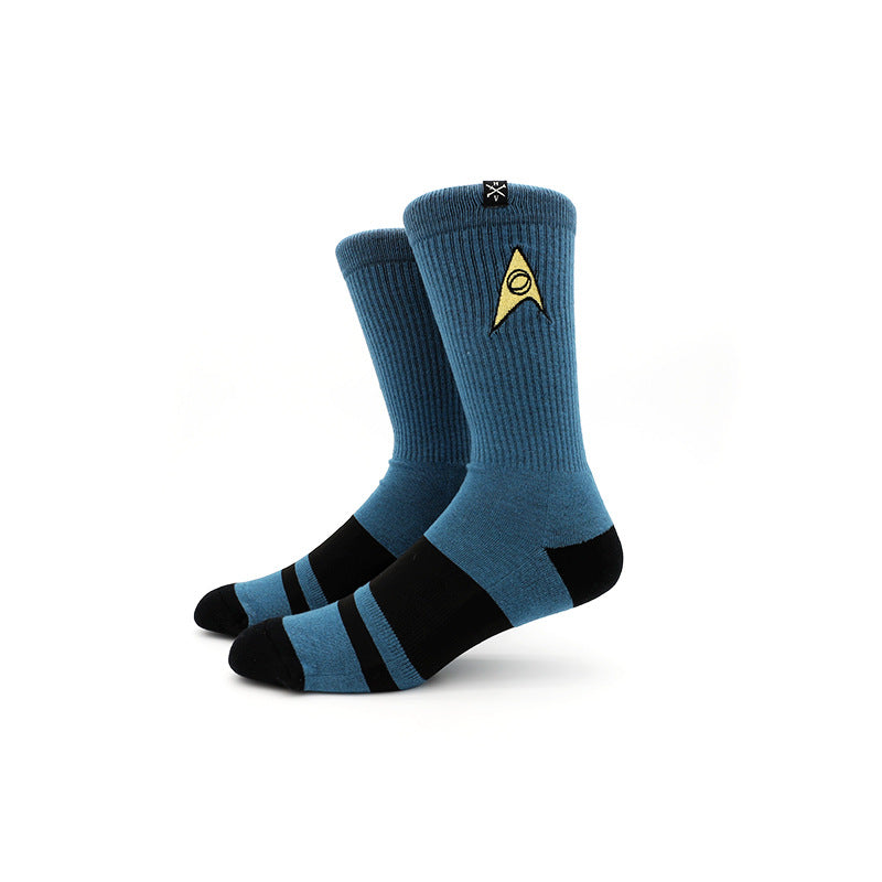Men's Performance Crew Socks with Embroidered Logo - Cushioned & Breathable Towel Bottom Sports Socks for Basketball & Training