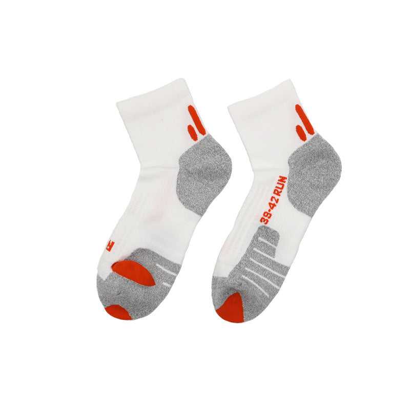 CrazShop cushioned anti-slip running socks breathable mid-hose towel bottom heavyweight performance athletic sport
