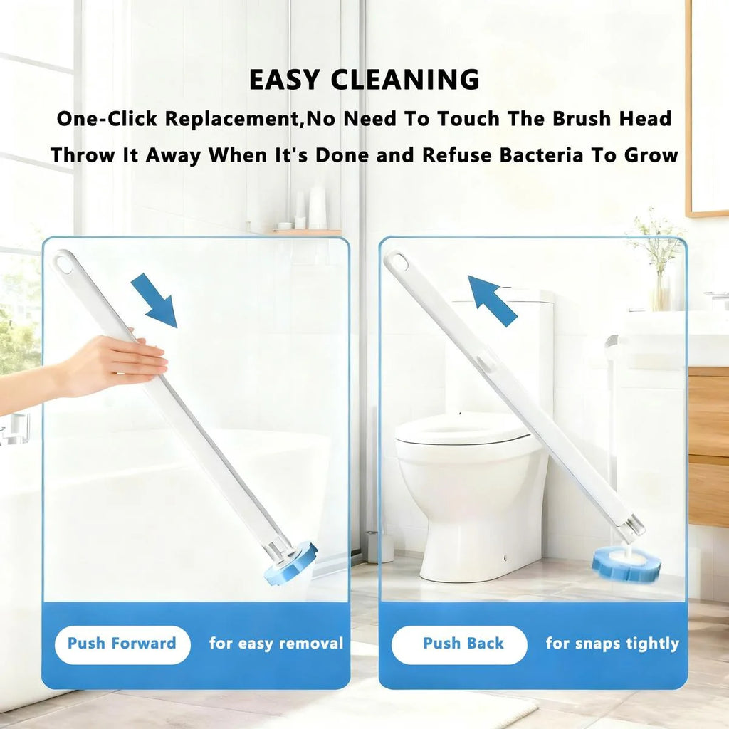 Disposable Toilet Brush, Toilet Bowl Wand Holder Set with 24PCS Cleaner Refills, Bathroom Cleaning System for Sink Bathtub Drain Wash Basin Urinal，Wall-Mount Scrubbing Toilet Brush Bathroom Cleaning Kit