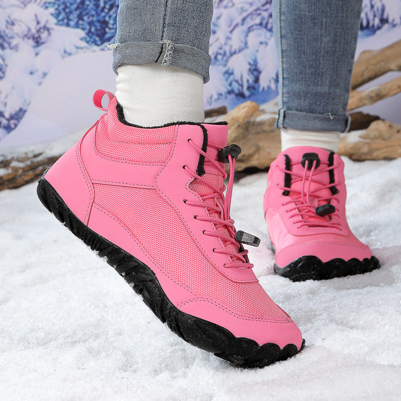 Ladies' High-Top Casual Snow Boots Waterproof Autumn Winter Ankle Shoes Breathable Mesh Fur Rubber/PU High-Temperature Cotton