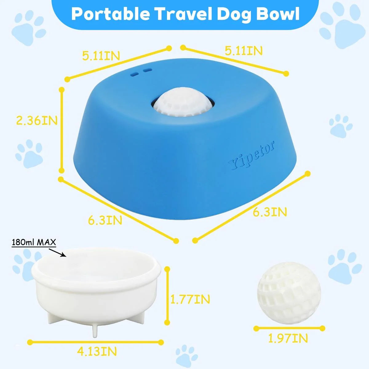 Slow Feeder Dog Bowls for Liquid Treat, [Built-in Rolling Ball] No Spill Bone Broth Dog Licking Bowl, Multi-Purpose Puppy Yogurt Feeder Bowl for All Breeds Dietary Supplement/Post-op Nutrition Feeding
