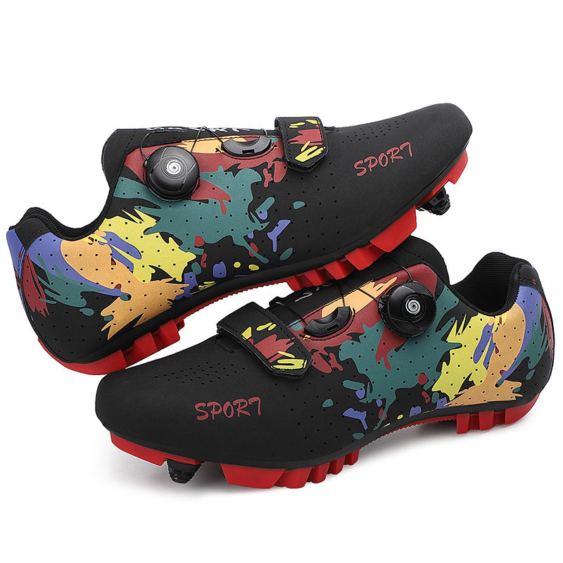 Men's Women's Leisure Bike Shoes Outdoor Spinning Road Riding Mountain Lace-up Rubber Outsole Aluminum Midsole Locked Design