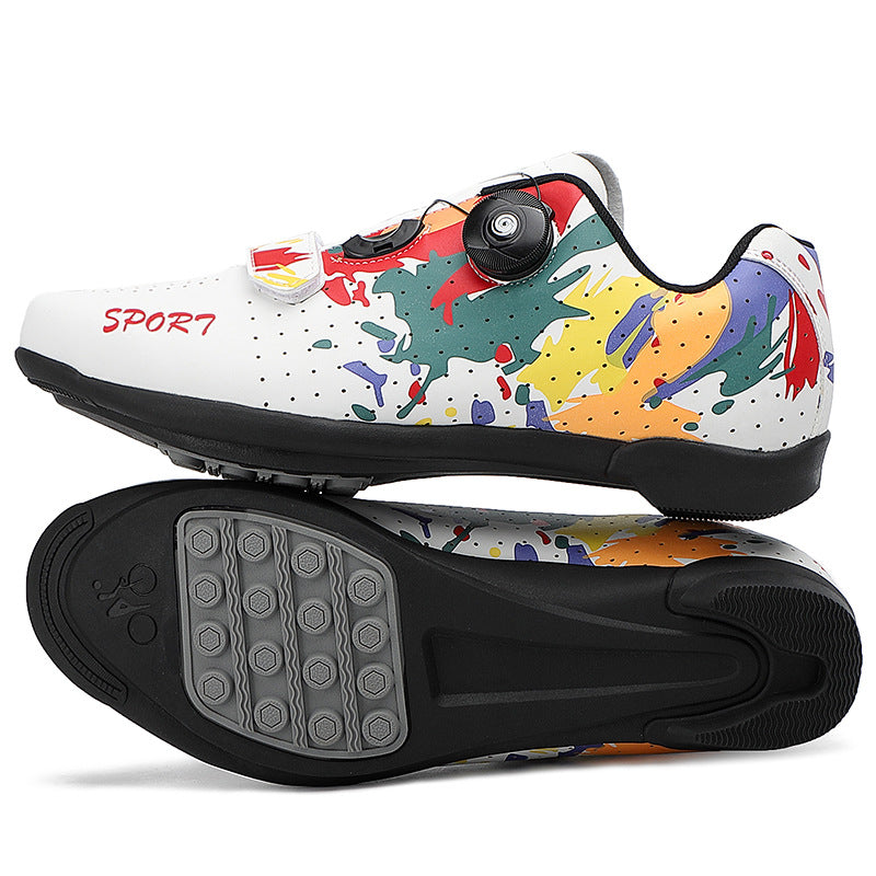 Men's Women's Leisure Bike Shoes Outdoor Spinning Road Riding Mountain Lace-up Rubber Outsole Aluminum Midsole Locked Design