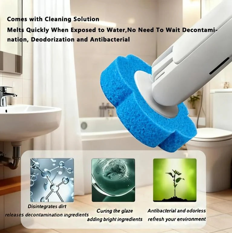 Disposable Toilet Brush, Toilet Bowl Wand Holder Set with 24PCS Cleaner Refills, Bathroom Cleaning System for Sink Bathtub Drain Wash Basin Urinal，Wall-Mount Scrubbing Toilet Brush Bathroom Cleaning Kit