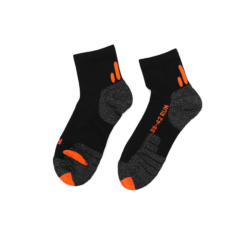 Cushioned Athletic Socks, Breathable Anti-Slip Mid-Hose Road Running Socks with Towel Bottom, Heavyweight Performance Socks for Spring/Summer