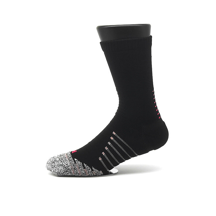 CrazShop men elite crew socks embroidered logo cushioned breathable towel bottom basketball training sport black