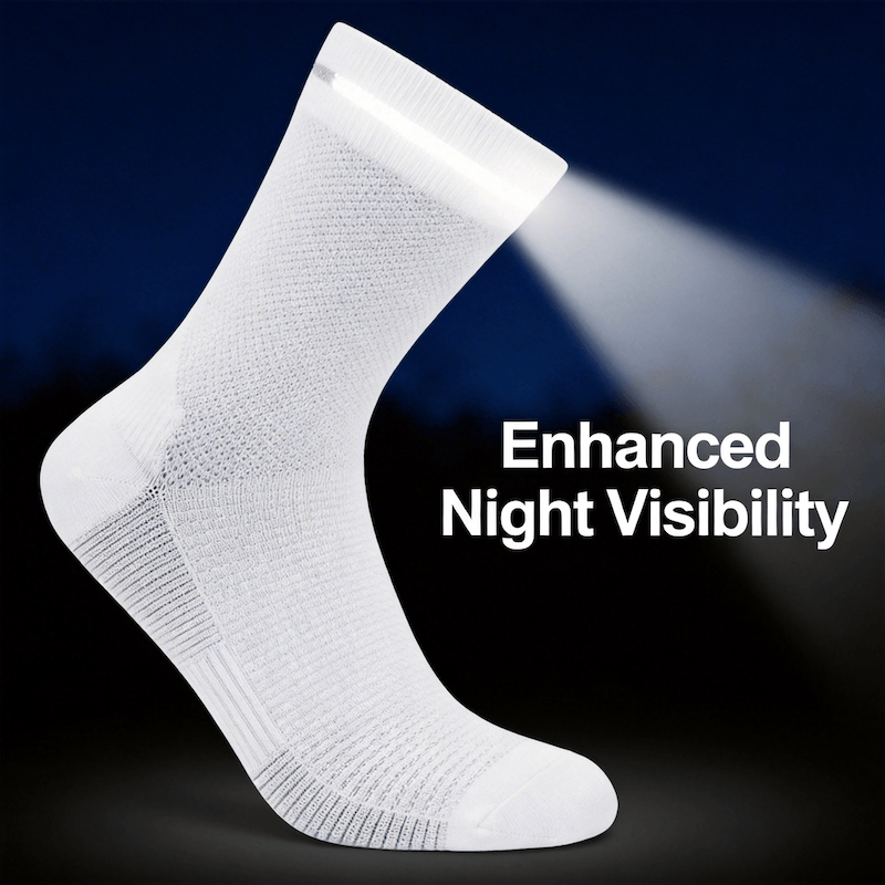 Professional Cycling Socks with Reflective Strips - INVISTA TACTEL Quick-Dry Antibacterial Sports Socks for Men Women - Breathable Anti-Friction Running Bike Socks